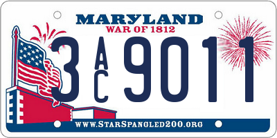 MD license plate 3AC9011