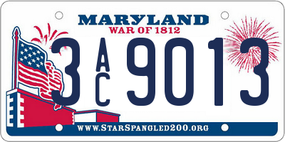 MD license plate 3AC9013