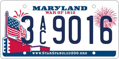 MD license plate 3AC9016
