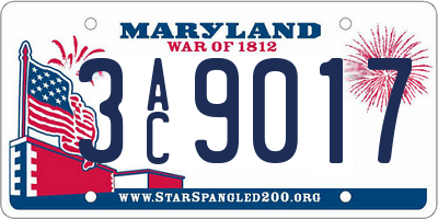 MD license plate 3AC9017