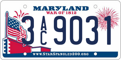 MD license plate 3AC9031