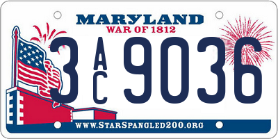 MD license plate 3AC9036