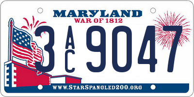 MD license plate 3AC9047