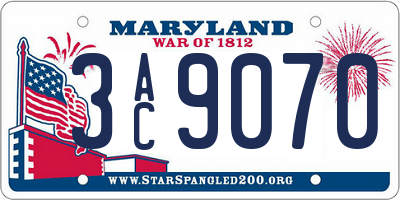 MD license plate 3AC9070