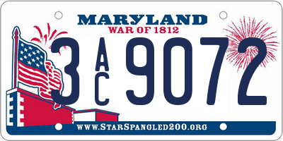 MD license plate 3AC9072