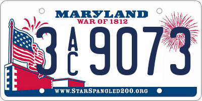 MD license plate 3AC9073