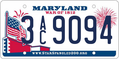 MD license plate 3AC9094