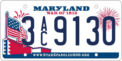 MD license plate 3AC9130
