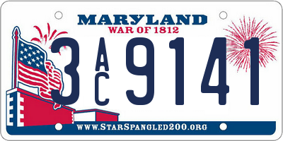 MD license plate 3AC9141