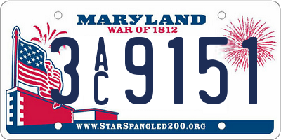 MD license plate 3AC9151