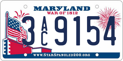 MD license plate 3AC9154