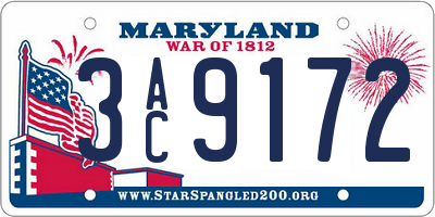 MD license plate 3AC9172