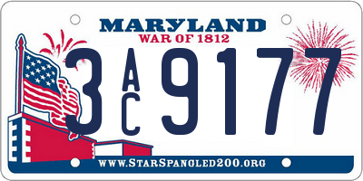 MD license plate 3AC9177