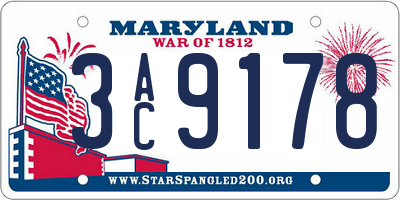 MD license plate 3AC9178