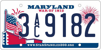 MD license plate 3AC9182