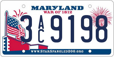MD license plate 3AC9198