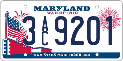 MD license plate 3AC9201