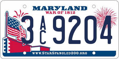 MD license plate 3AC9204