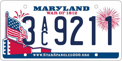 MD license plate 3AC9211