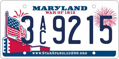 MD license plate 3AC9215