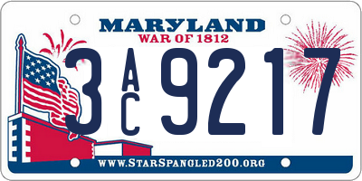 MD license plate 3AC9217