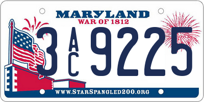 MD license plate 3AC9225