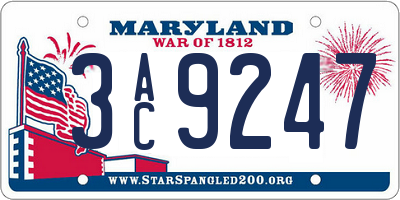 MD license plate 3AC9247