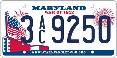 MD license plate 3AC9250