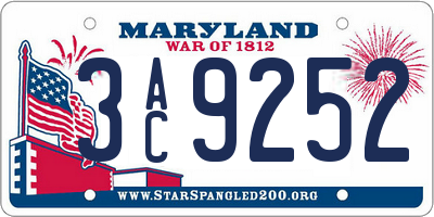 MD license plate 3AC9252