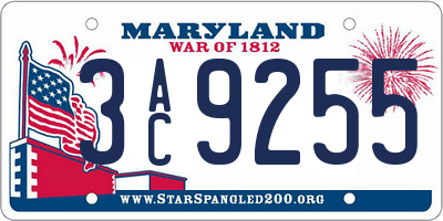 MD license plate 3AC9255