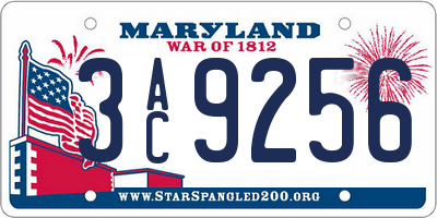 MD license plate 3AC9256