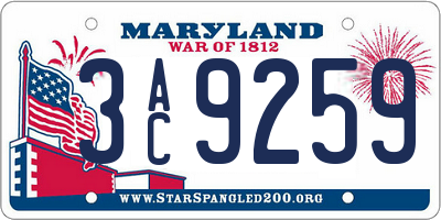 MD license plate 3AC9259