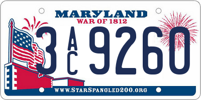 MD license plate 3AC9260