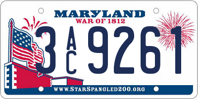 MD license plate 3AC9261