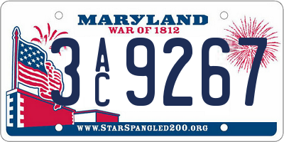 MD license plate 3AC9267