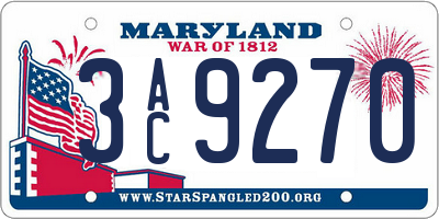 MD license plate 3AC9270