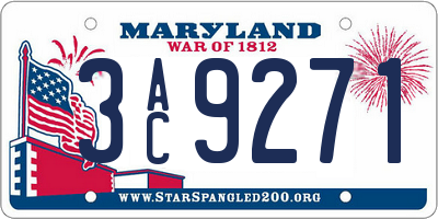 MD license plate 3AC9271