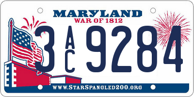 MD license plate 3AC9284