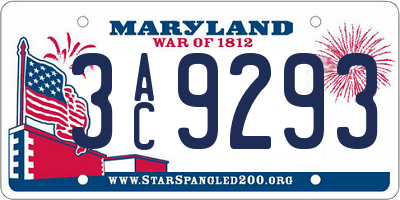 MD license plate 3AC9293