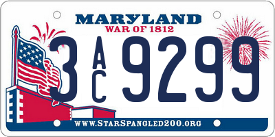 MD license plate 3AC9299