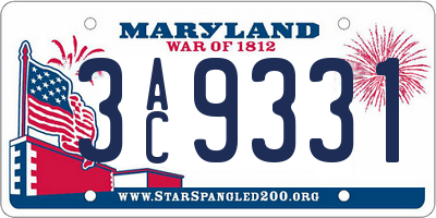 MD license plate 3AC9331