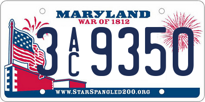 MD license plate 3AC9350