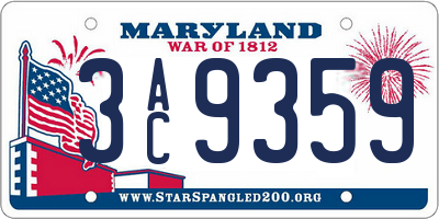 MD license plate 3AC9359