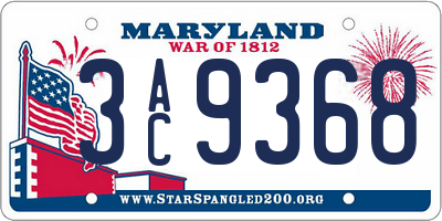 MD license plate 3AC9368