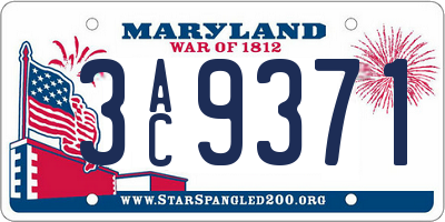 MD license plate 3AC9371