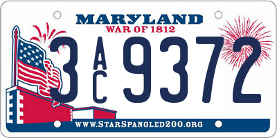 MD license plate 3AC9372