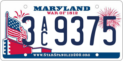 MD license plate 3AC9375