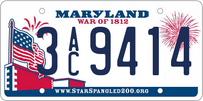 MD license plate 3AC9414