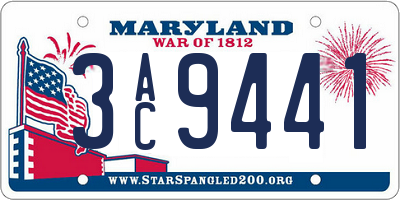 MD license plate 3AC9441