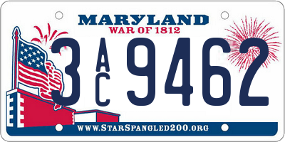 MD license plate 3AC9462